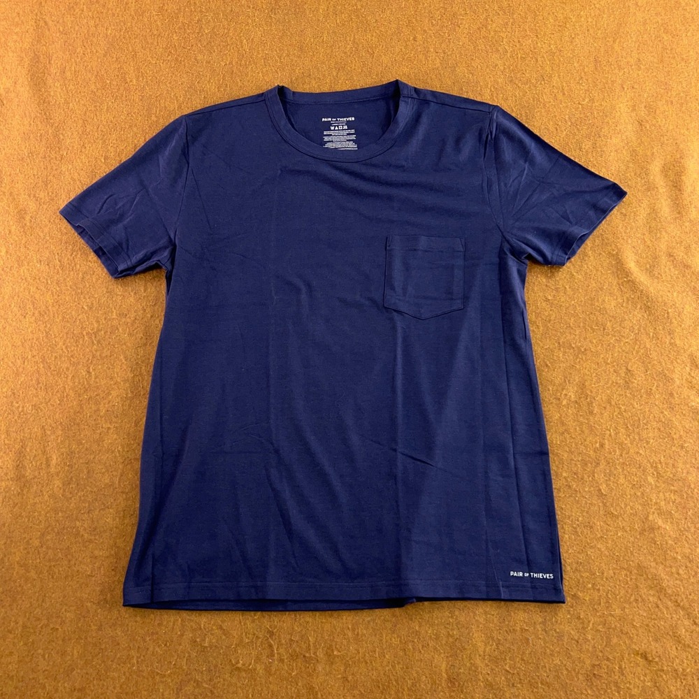 Pair of Thieves Mens Large Navy Blue Cotton Blend Pocket Short Sleeve T-Shirt